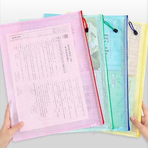 Austark 10Pcs Zipper File Bags, Zipper Pouch, Pvc Document Bag Zipper Folders Document Pouch Receipts Organizer For Office School Home Travel (A3 Size 16.9 X 12 Inches, Multicolor) #TOP6