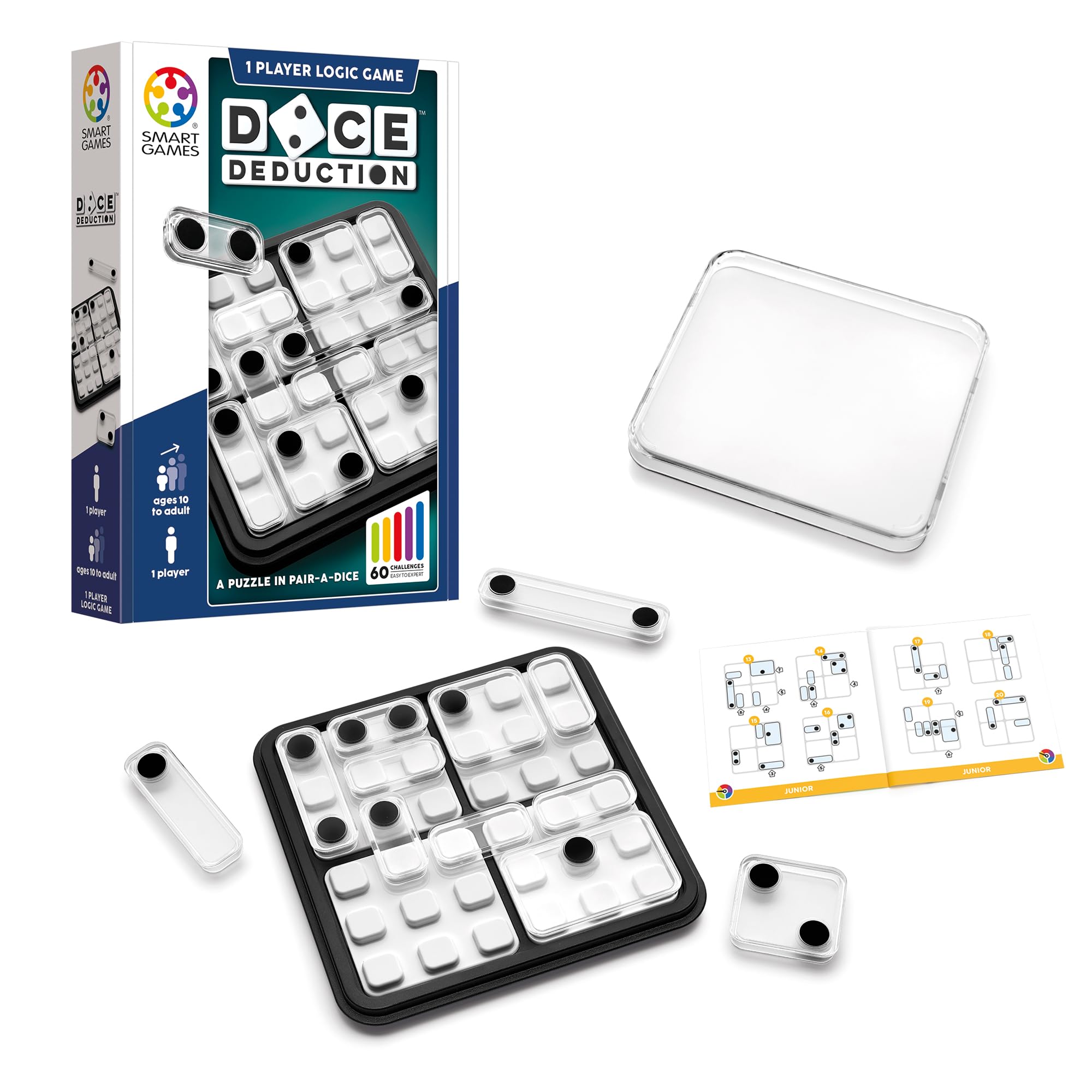 SmartGames - Dice Deduction, 1 Player Logic Puzzle with 60 Challenges, Ages 10+