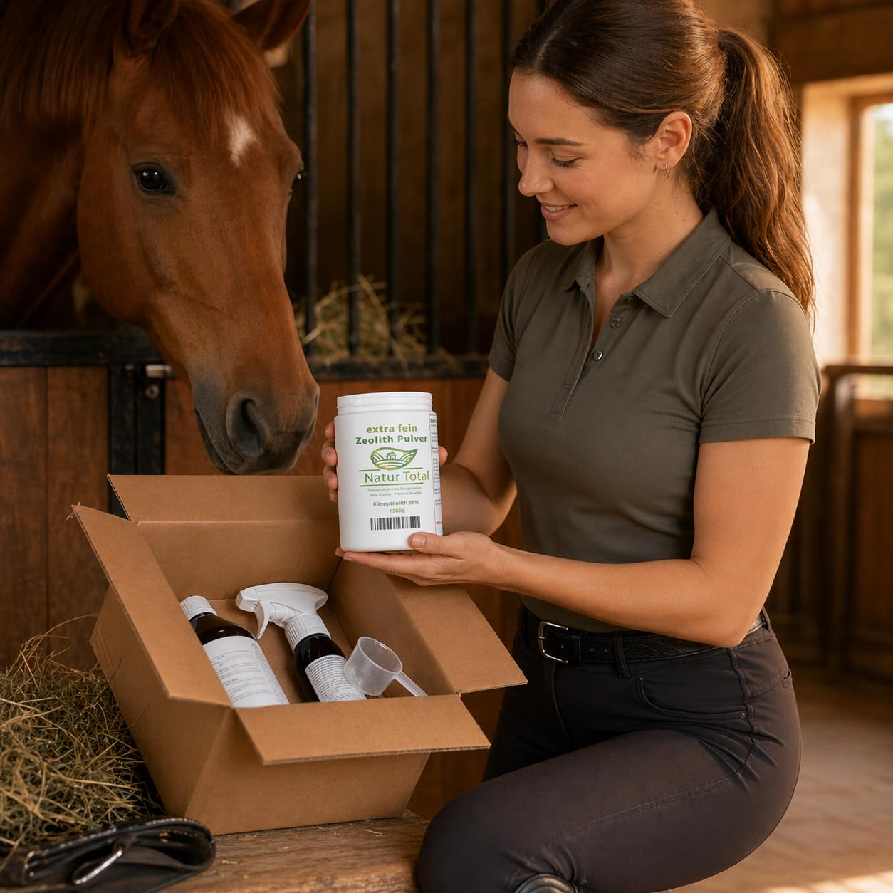 Natur Total Zeolith Pulver 1500g für Pferde, Hunde & Katzen – 93% Klinoptilolith, mikrofein mikronisiert – Futterzusatz schadstoffgeprüft – EU-Zulassung E567/E568
