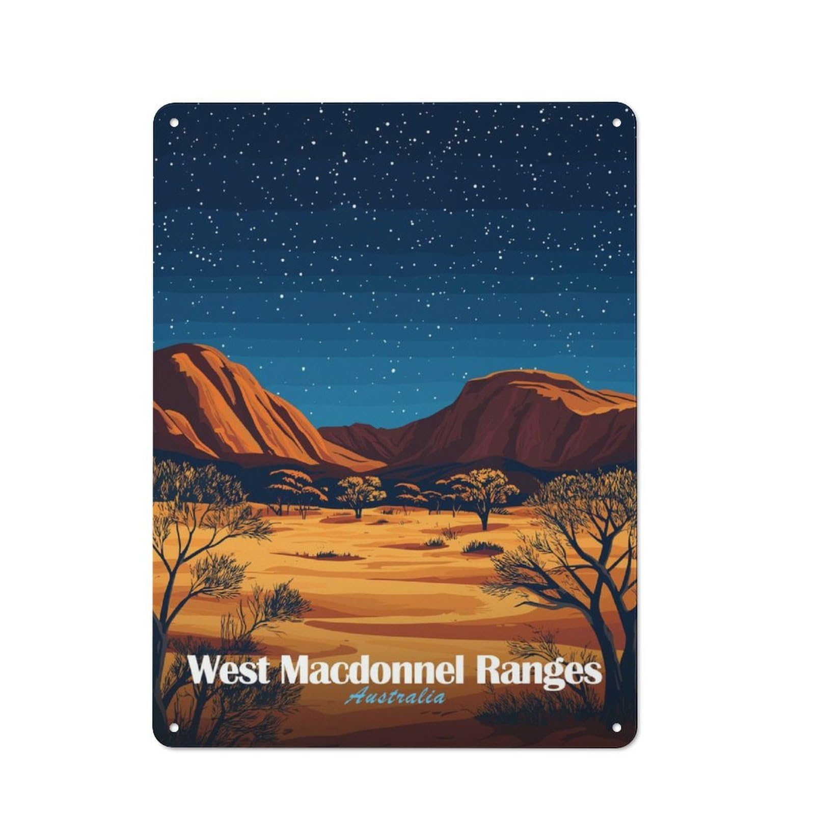 Junmoney West Macdonnell Ranges, Australia Retro Metal Wall Sign 40X30cm With For Pub Or Café, A Housewarming Gift For Hospitality Wall Decor Collectors
