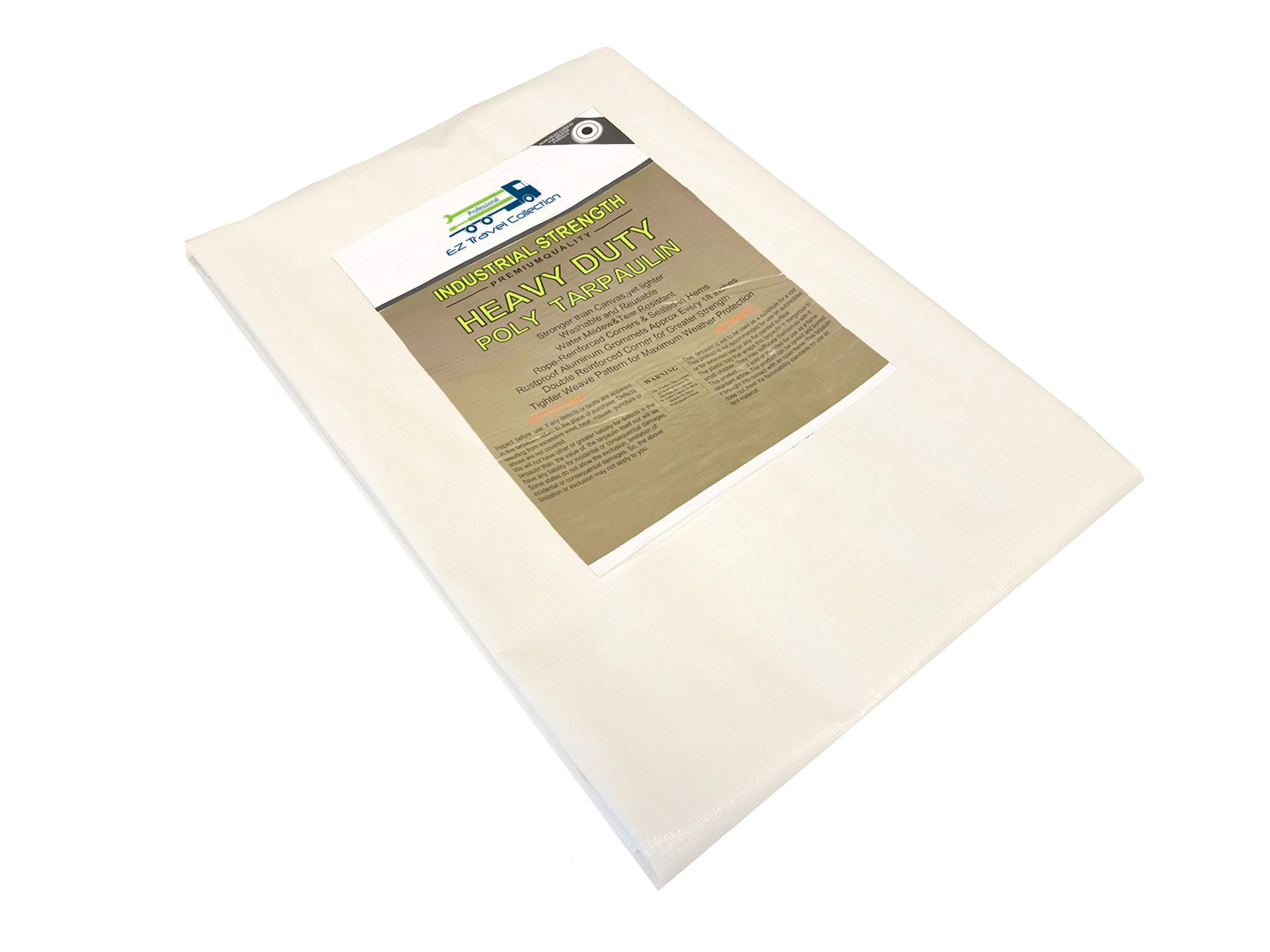 10 Mil Waterproof White Tarp H.D. Reinforced Corners (Industrial Quality) (14'x16')