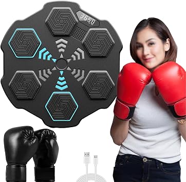 Wall Mounted Music Boxing Machine, Digital Screen And 8 Speed Adjustable Settings, Sensor Adjustment Buttons, Home Workout Equipment For Taekwondo, Sanda, And Wing Chun Training,Black