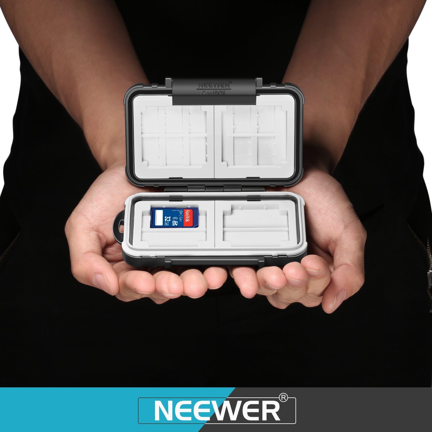 Neewer 14 Slots Memory Card Case Holder, Durable Waterproof Anti-Shock Storage Protector Card Box for 10 Micro SD Cards/10 TF Cards/2 CF Cards and 4 SD Cards/4 XD Cards/2 CF Cards (Black)