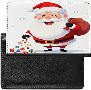 Funny Santa Claus Passport Holder Cover Wallet RFID Blocking Leather Passport Wallet Passport Cover Passport Protector Credit Card Hold Travel Accessories