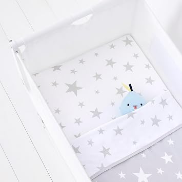 Snüz 3 Piece Crib Bedding Set – 100% Jersey Cotton – Grey & White Blanket and Crib Sheets – Star