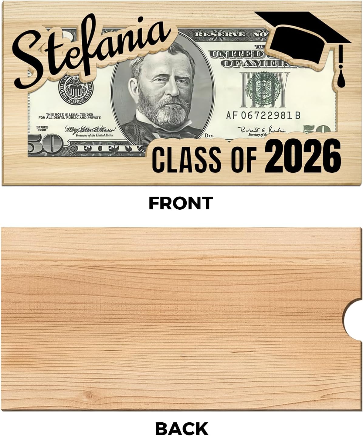 Personalized Graduation Money Holder 2026, Custom Wooden Card Box with Name, Unique Graduation Gift for Him or Her, Cash Envelope Alternative, Class of 2026 Keepsake Decoration image 5
