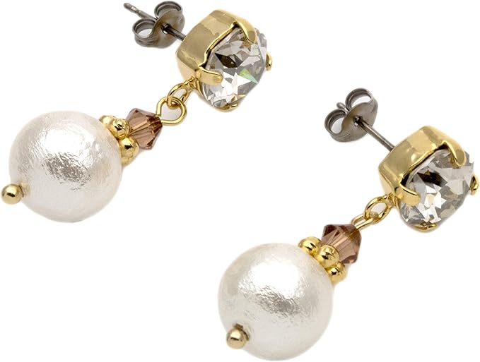 Amazon Co Jp ピアス レディース キャッチ コットンパール スワロフスキー シルバーシェイド ジュエリー