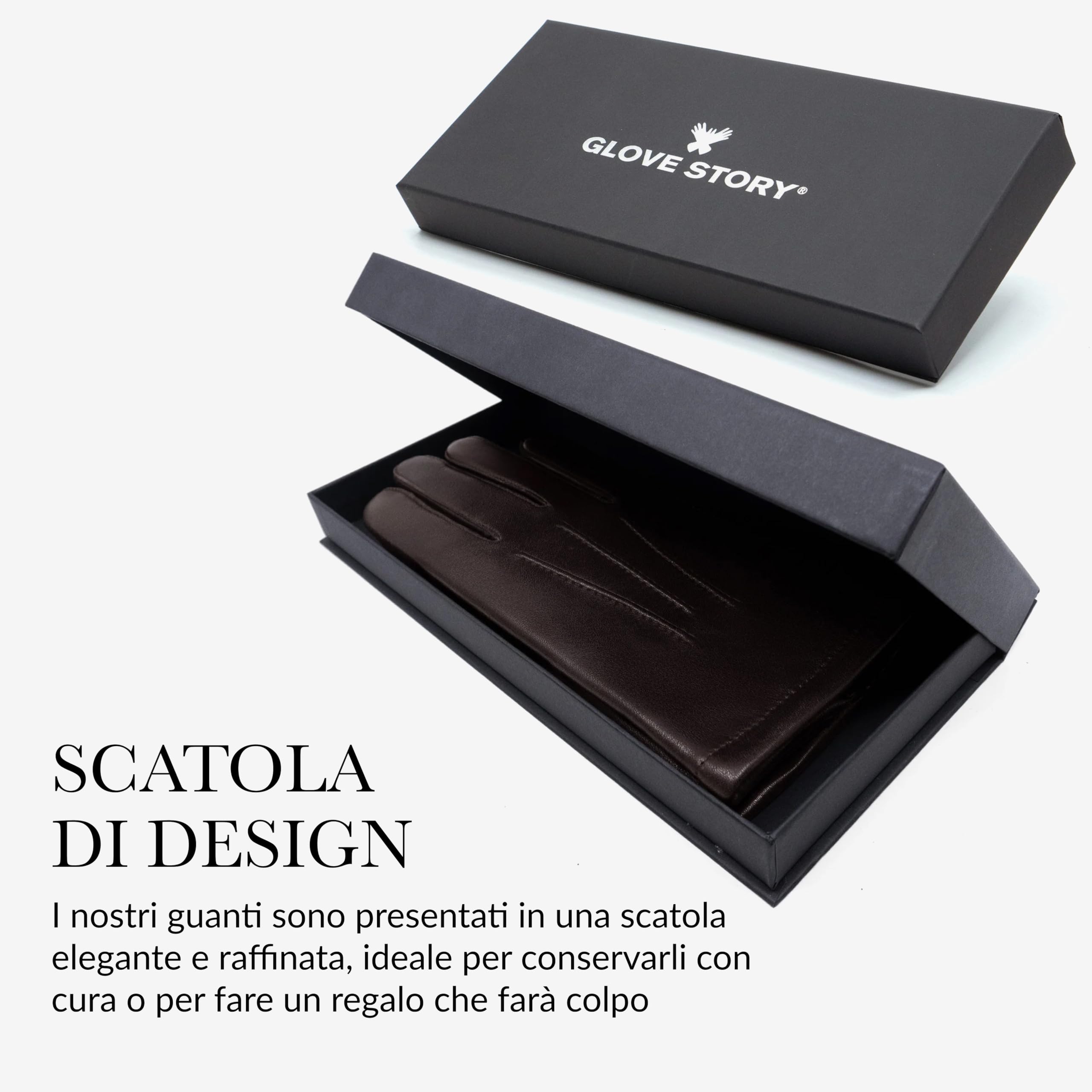 GLOVE STORY – Guanti da uomo in pelle di agnello, fodera calda 100% poliestere, stile elegante, morbidi e confortevoli, perfetti per l’inverno, lavorazione artigianale, blu profondo