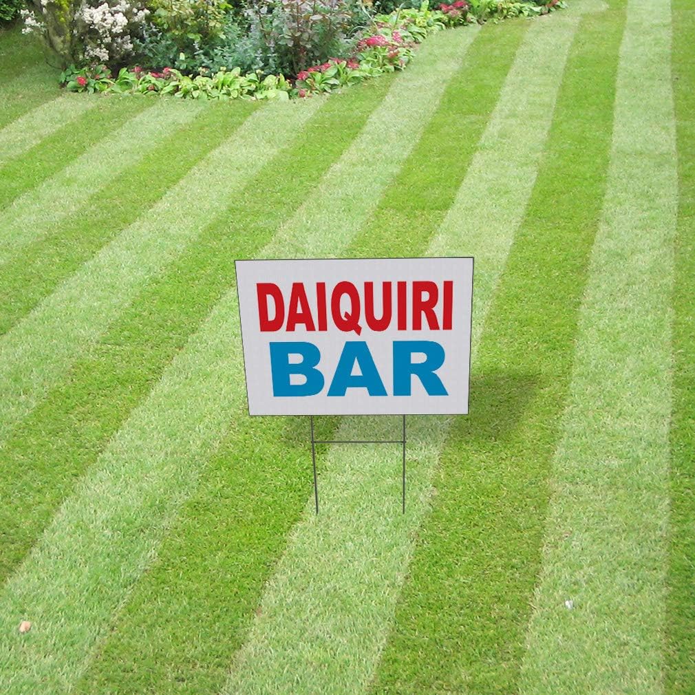 Fastasticdeals Weatherproof Yard Sign Daiquiri Bar Red Blue Food Restaurant Truck Lawn Garden 24x18 Inches 2 Sides Print