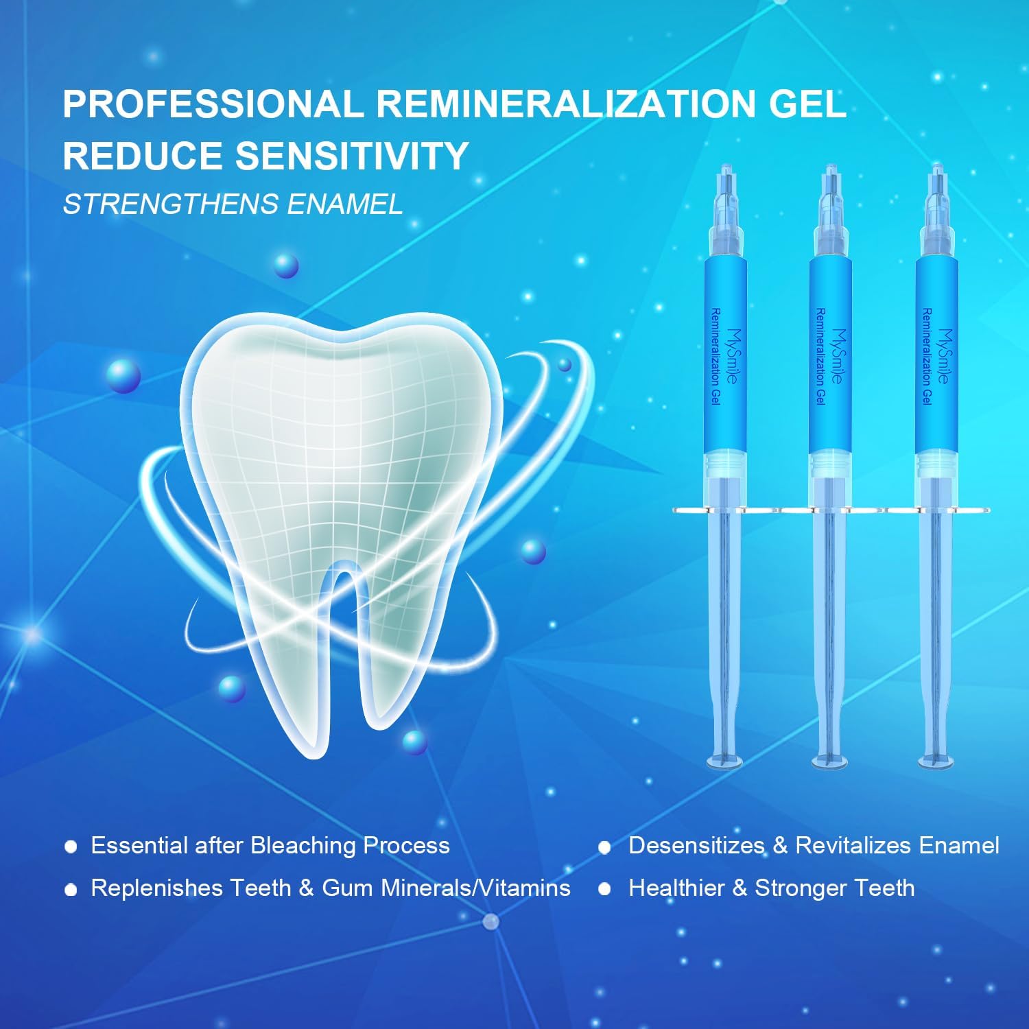MySmile Teeth Whitening Kit with LED Light Remineralization Gel Non-Sensitive Teeth Whitener Teeth Whitening Gel to Remove Stains Desensitizing Gel to Reduce Teeth Sensitivity Strengthen Tooth Enamel