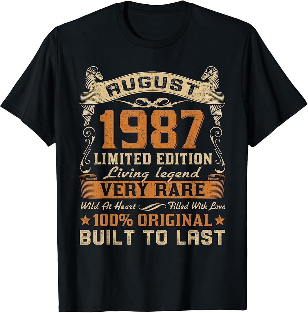 Retro Vintage August 1987 Birthday Party Born In August 1987 T-Shirt