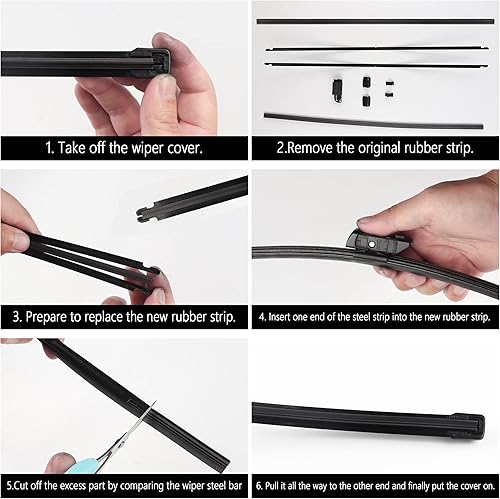 Miniatura 6 de 4 limpiaparabrisas de automóvil tira de goma ajustable de 2028 pulgadas tiras de silicona duraderas sin huesos accesorios de repuesto para la