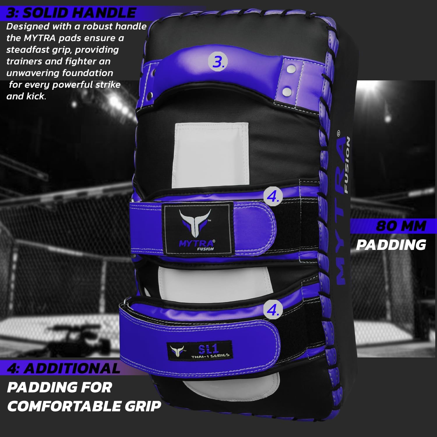Mytra Fusion Muay Thai Pads - Curved Punching Pads for Boxing, Kickboxing, MMA, Martial Arts