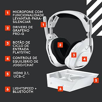 Headset Gamer Sem Fio Logitech G Astro A50 X LIGHTSPEED + Base