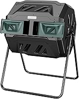 EastOak 43-Gallon Dual Chamber Compost Tumbler - Outdoor Rotating Composter Bin with Aeration System for Garden Yard Waste