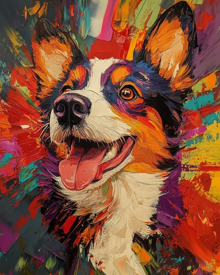 WANMIU Paint by Numbers for Adults and Beginner Colored Border Collie(2) Kits On Canvas Without Frame DIY Color Oil Painting Acrylic Paints,Home Wall Decor 40X50CM