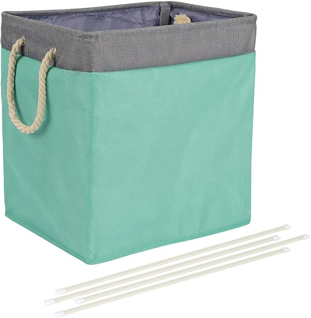 Amazon Basics Foldable Fabric Laundry Hamper with Detachable Brackets, Jade Green