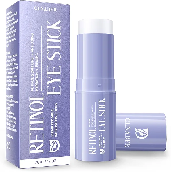 Retinol Eye Stick, Under Eye Balm for Dark Circles and Puffiness, Anti Aging Caffeine Cream Reduces Fine Lines, Wrinkles Moisturizer Stick (0.24oz/7g)