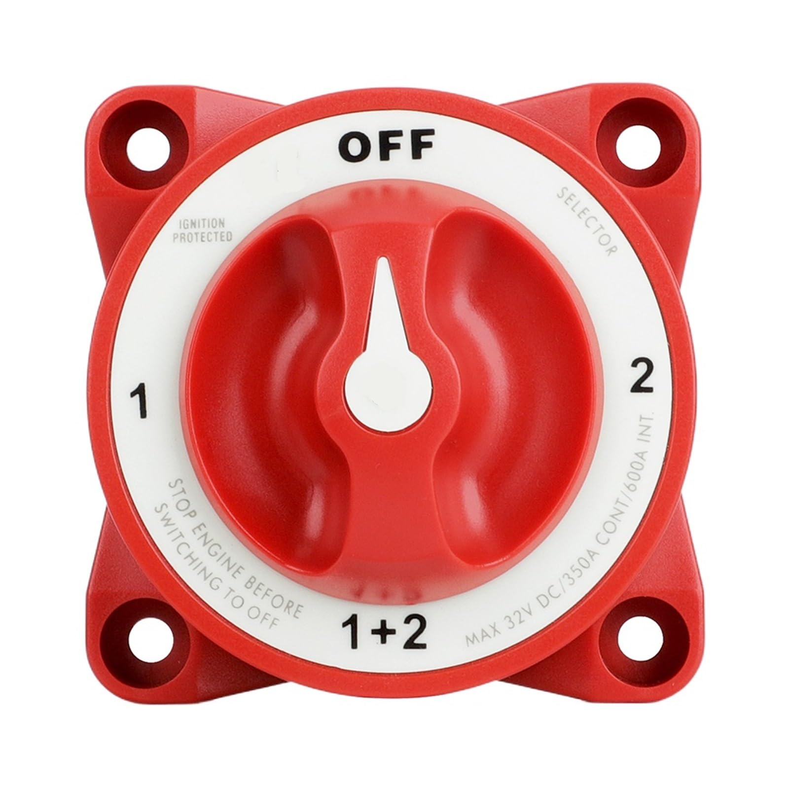 Tasto Interruttore Accensione Serie E M10 4 posizioni 32V 350A Interruttori di scollegamento batteria luminosi Interruttore rotativo isolatore per barche marine Camion RV(Black)