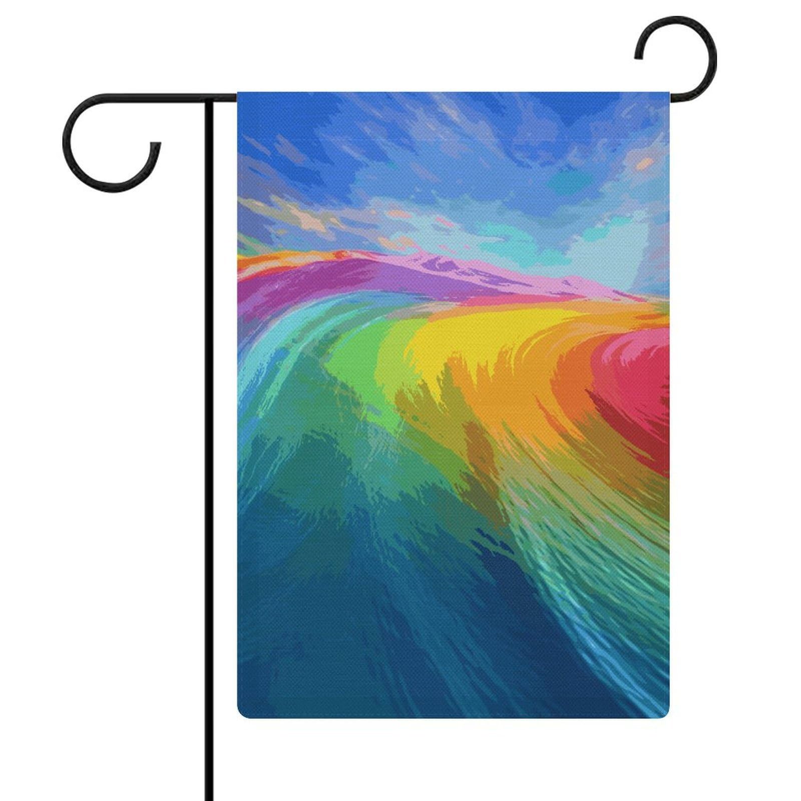 Bandera de jardín Rainbow Ocean de verano y pequeña bandera decorativa para patio exterior