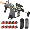 Automatic Toy Gun for Nerf Guns Sniper Soft Bullets, 3 Modes DIY Electric Foam Blaster with 2 Clips Magazines, 100 Nerf Gun Darts Shooting Game Birthday Gifts for Kids 8-12 Year Old Boys