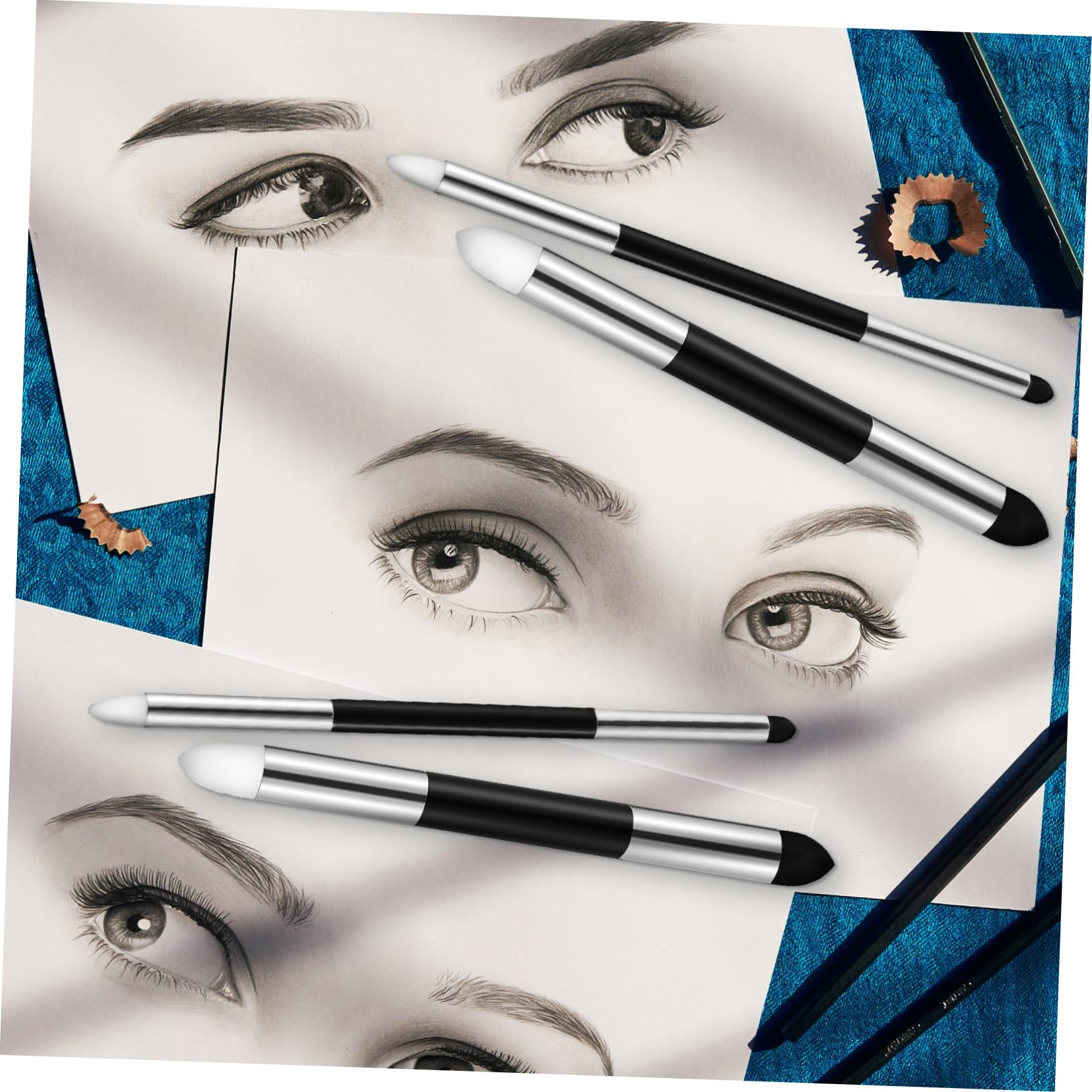 24pezzi Blending Sponge Pen Per Disegno Pennelli Per Sfocatura e Strumenti Per Artisti Classe Confortevoli e Versatili Per Creazioni Artistiche