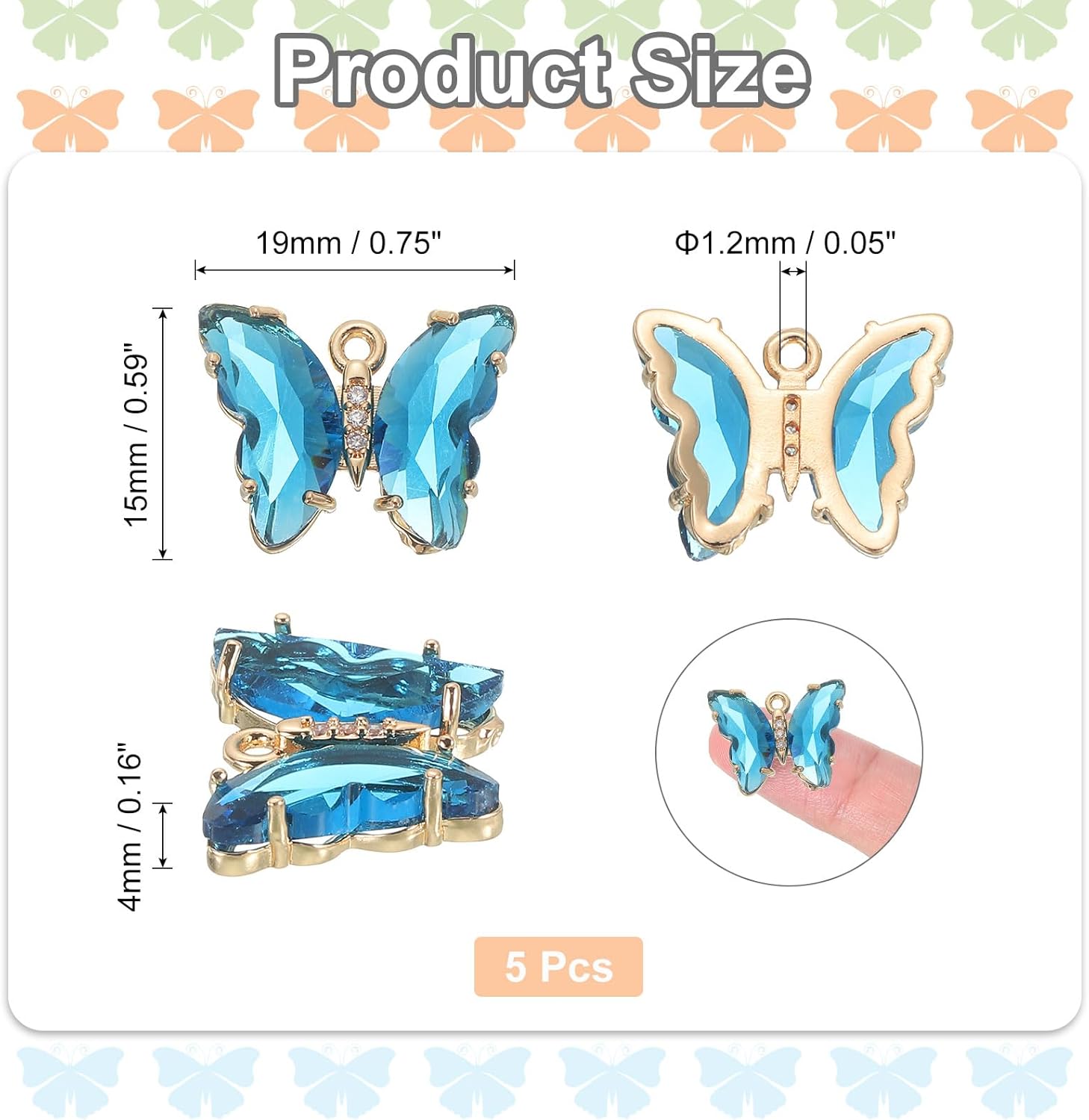 uxcell Crystal Gold Plated Butterfly Charm, Brass Zircon Charm Pendant for Jewelry Making DIY Bracelet Necklace Earring Phone Accessories Keychain Crafting - Image 2