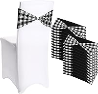 Vista 7 de Newwiee 24 bandas elásticas de arpillera de Navidad para silla, de lino y elastano, lazos para sillas de comedor, bodas, comedor, banquetes