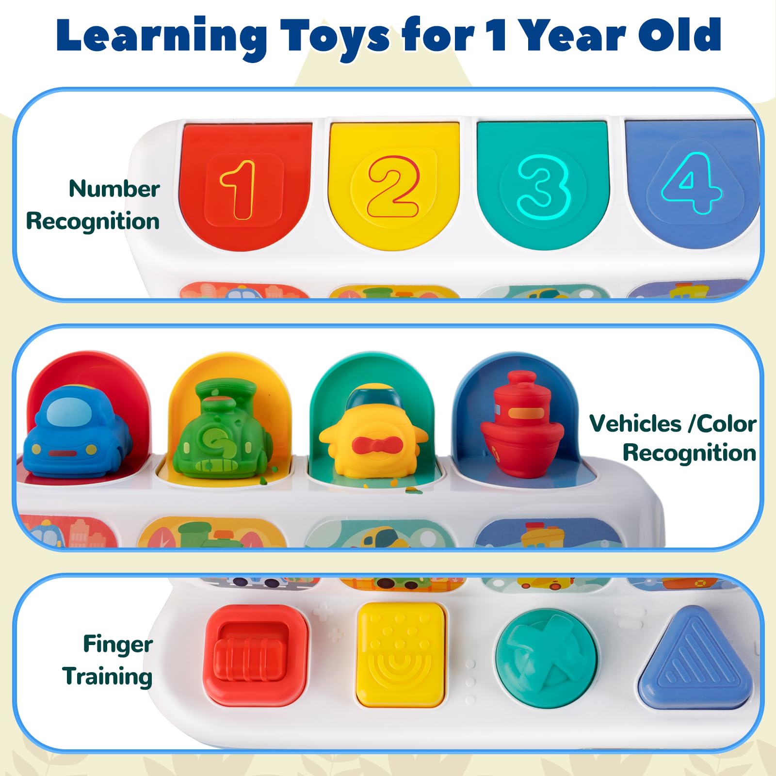 Montessori Cause and Effect Toy 12 Months, Baby Push Button Pop Up Animal Toy, Interactive Sensory Toys for Toddlers 1 2 3 - Image 4