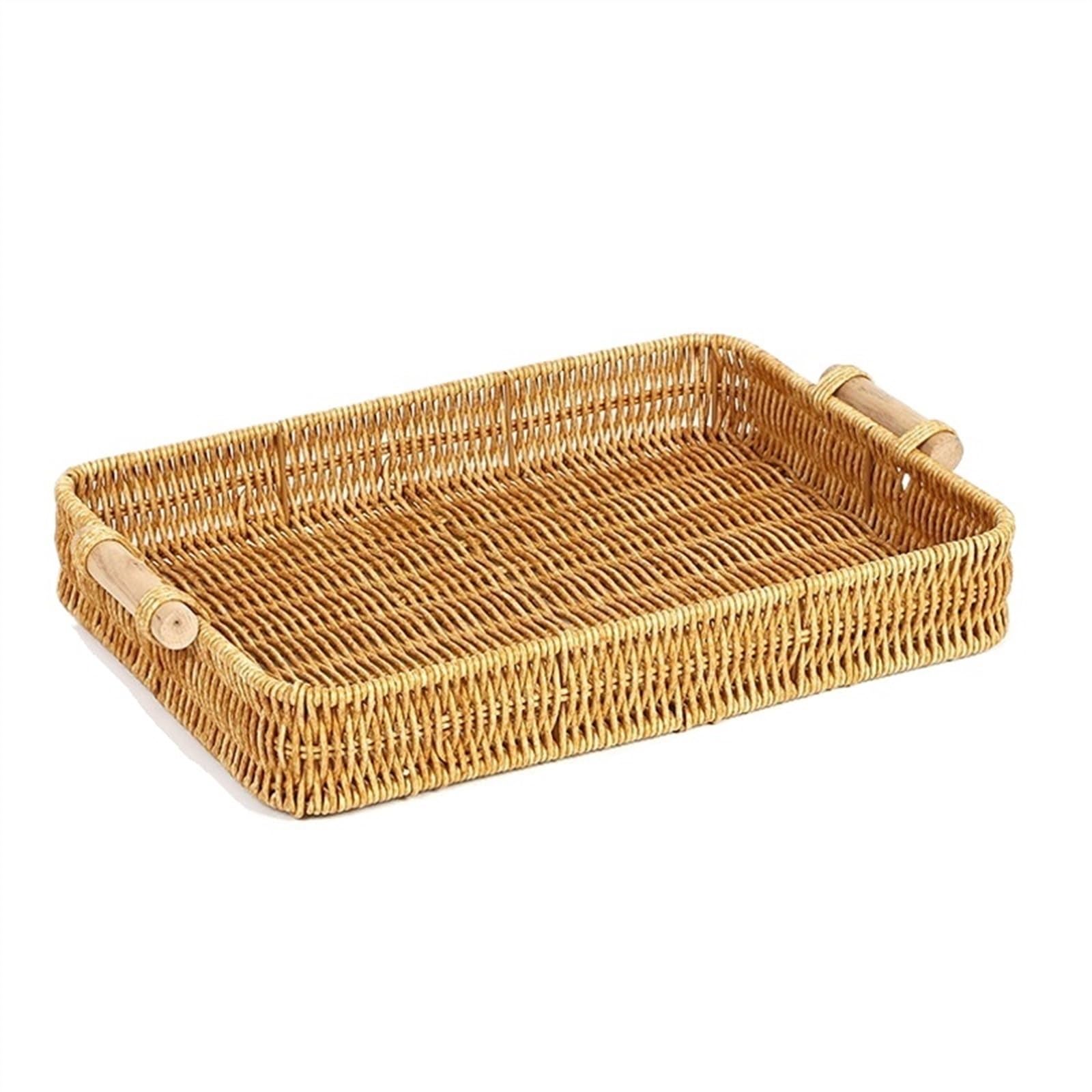 Zhaoj24-05 One Color Fruit Racks Fruit Basket Service Tray, Wicker Organizer, Rectangular Tabletop Breakfast Beverage Snack Storage(Large)