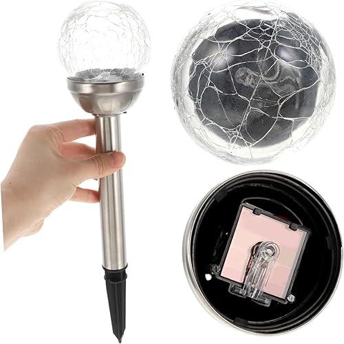 Miniatura 6 de OSALADI Luz de vidrio agrietado al aire libre Luz de paisaje Luces solares LED Luces de jardín Luces solares al aire libre Luces solares de valla