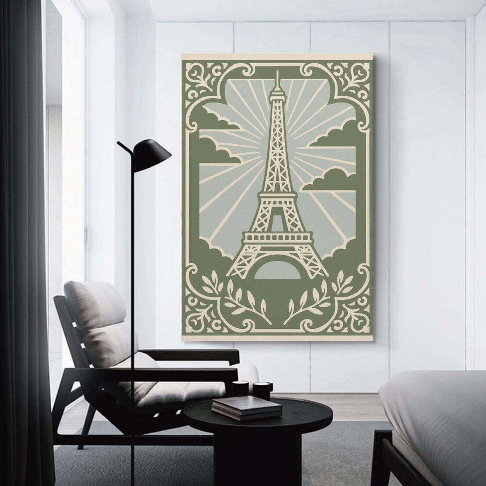 Decorative Canvas Print Eiffel Tower Vintage, 24x36inch(60x90cm), for Home Office, Desk Area Or Studio, Home Office Artwork with Decorative Appeal