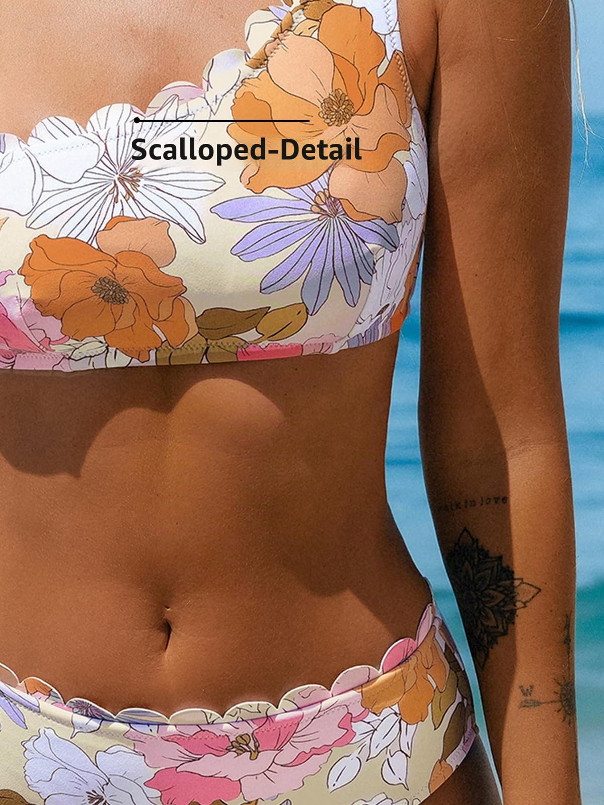 CUPSHE Damen Bikini Set One Shoulder Wellenkante Mid Waist Bikini Asymmetrische Bademode Zweiteiliger Badeanzug Swimsuit