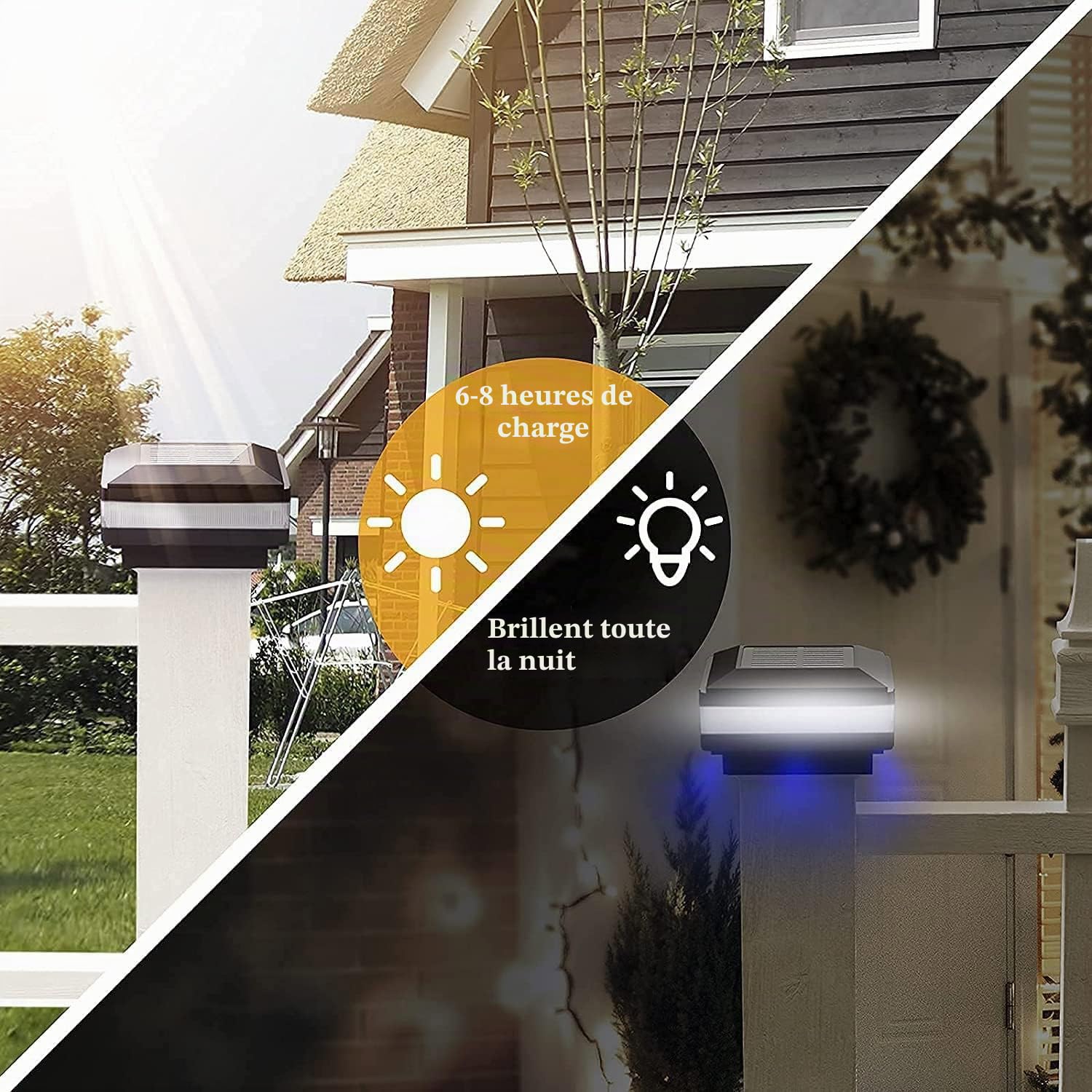 Lot de 4 Lampes Solaires Capuchons de Protection, IP65 étanche Solaire Lumières Lampe Solaire de Jardin Extérieures pour poteaux de clôture 71 mm/91 mm/96 mm/101 mm/11 mm/121 mm (98 x 98 mm)