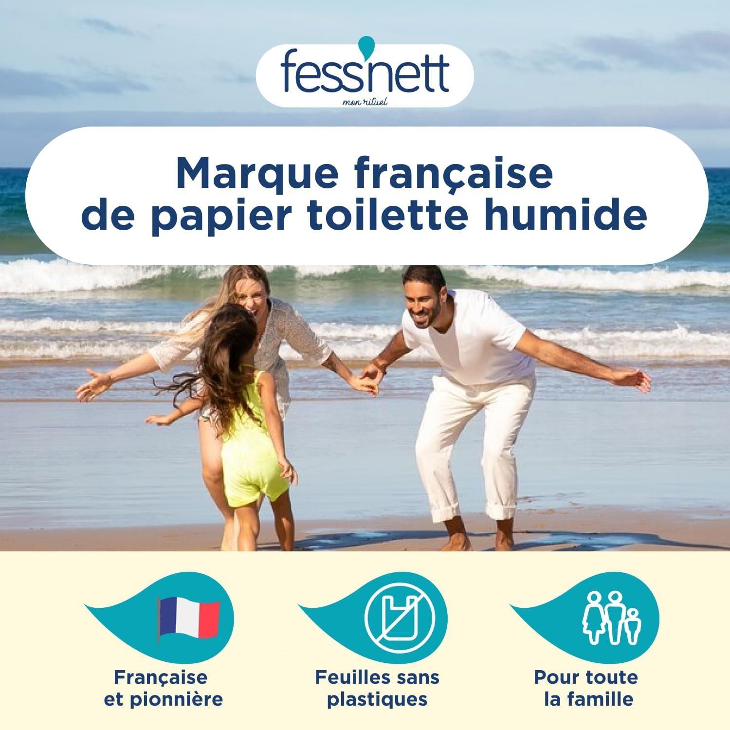 Fess'Nett - Papier Toilette Humide - Jetable WC - 16x100 Feuilles