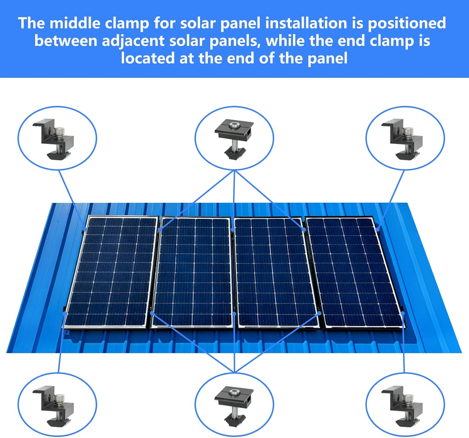 4 Set Solar Panel Roof Mounting Kit, Aluminum Solar Panel Mounting Rails Bracket Foot for RV, Ship, Roof