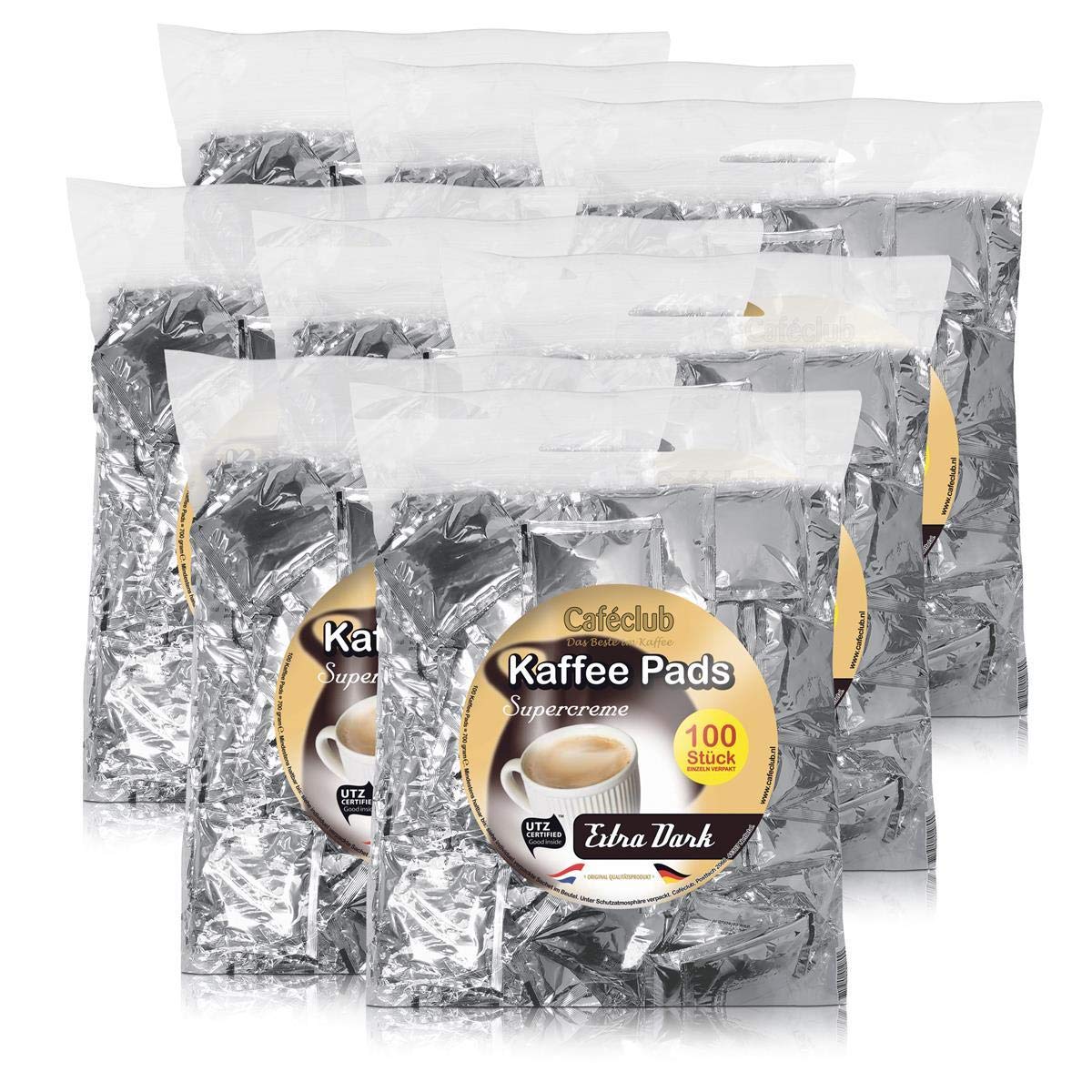 Cafeclub Supercreme Xtra Dark KaffeePads Megabeutel 8x100 Stuck