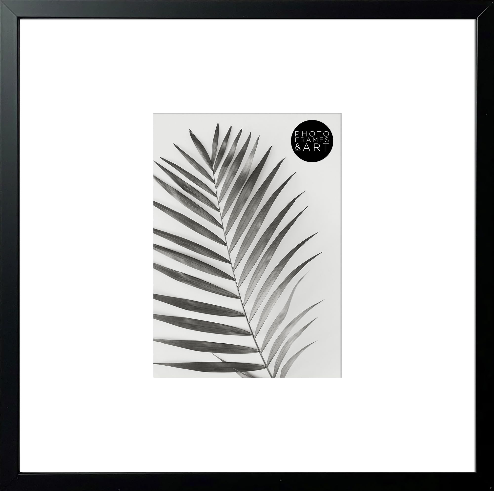 Pf+A Black Premium Wooden Photo Frame - Thin, Traditional, Natural Real Glass Wooden Frame For 7X5 Picture With Mount - Winchester 12X12