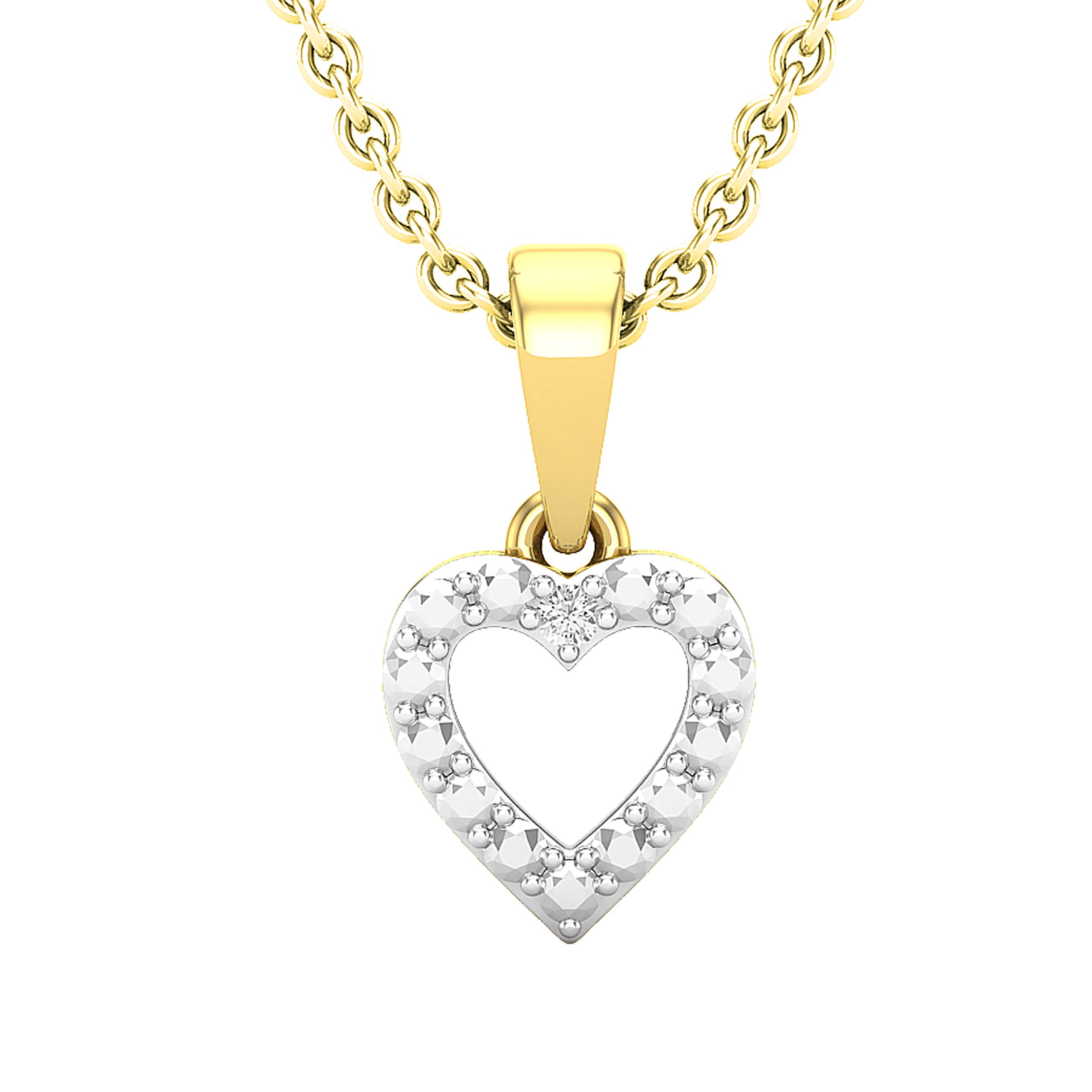 DazzlingRock Collection0.0tw Round White Diamond Womens Heart Pendant, Available in Metal 10K/14K/18K Solid Gold & 925 Sterling Silver, Gold Chain, Diamond Yellow Gold, white diamond