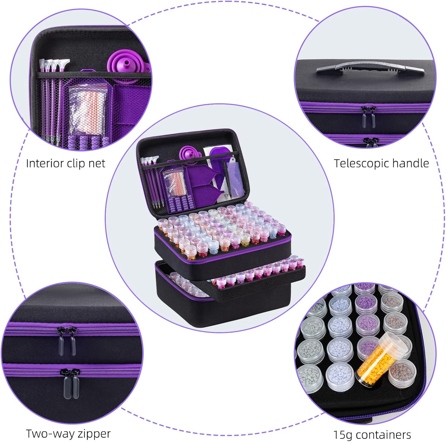LEIYULY 180 Slots Storage Container for Diamond Art Kits with Diamond Art pens Tools and Portable Bead Storage Boxes