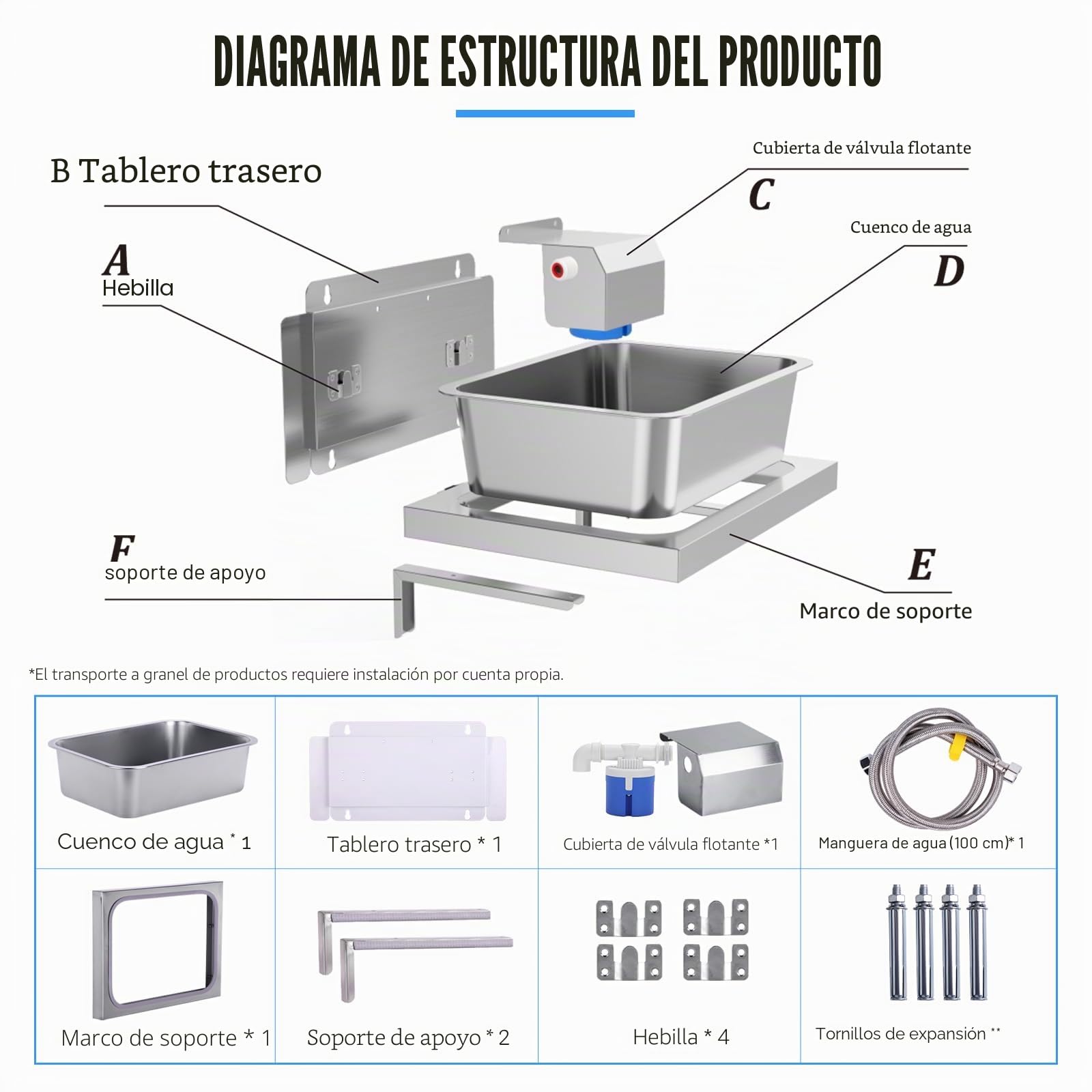 10L Bebedero Automático para Animales Bebedero de Acero Inoxidable para Perros con Válvula de Flotador para Ganado Caballo Cabra Oveja Perros (Plata, Grande)