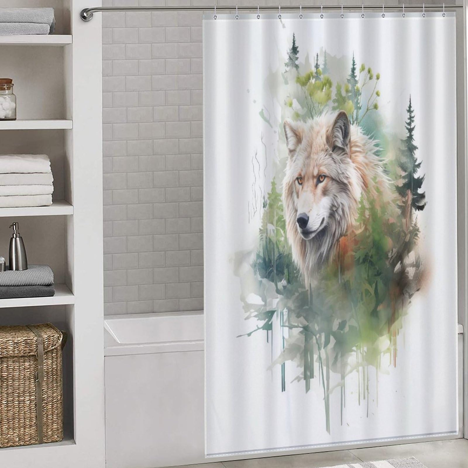Rideau douche loup imperméable pour éviter les éclaboussures au sol