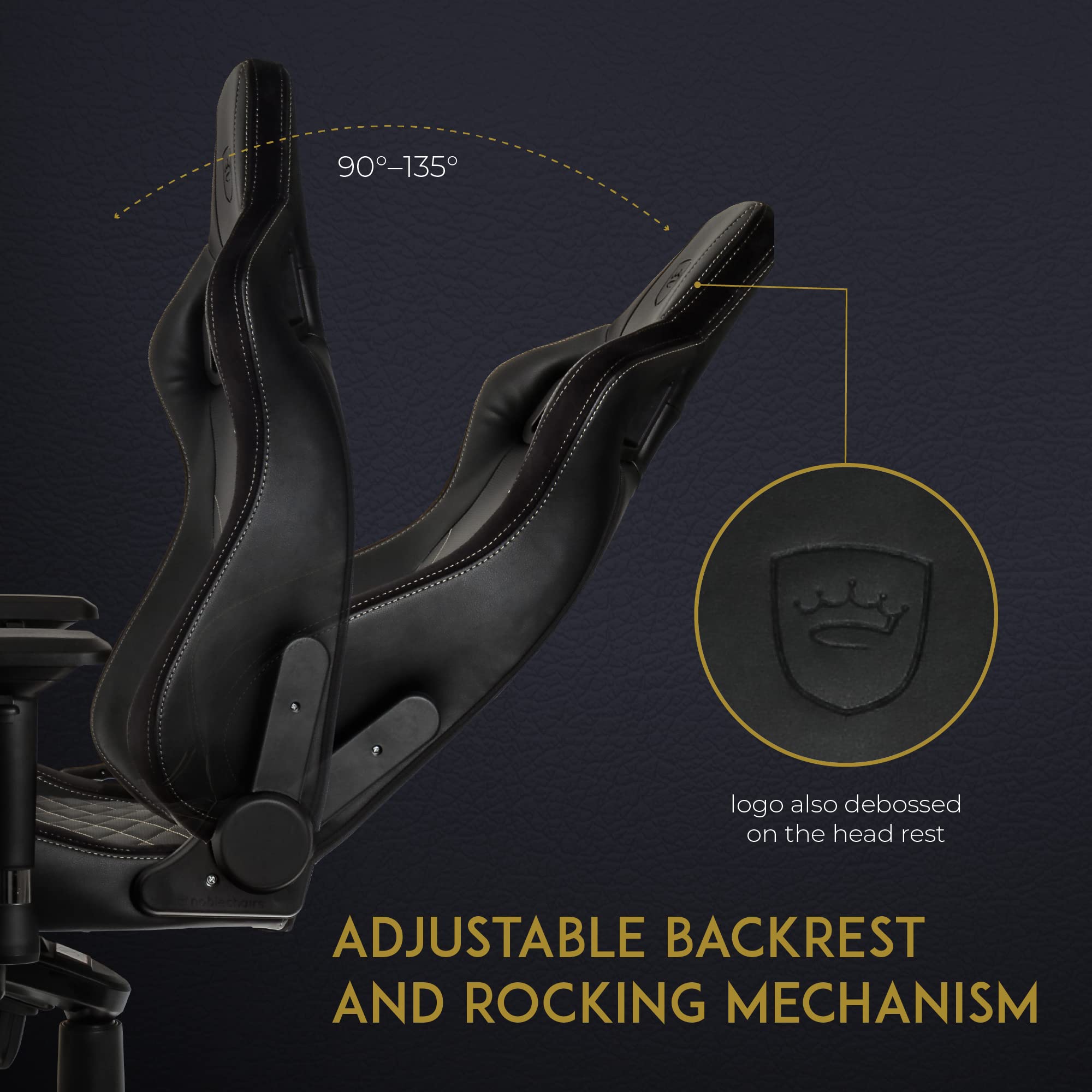 noblechairs Epic Chaise de Gaming - Chaise de Bureau - Cuir Synthétique PU - Noir/Or