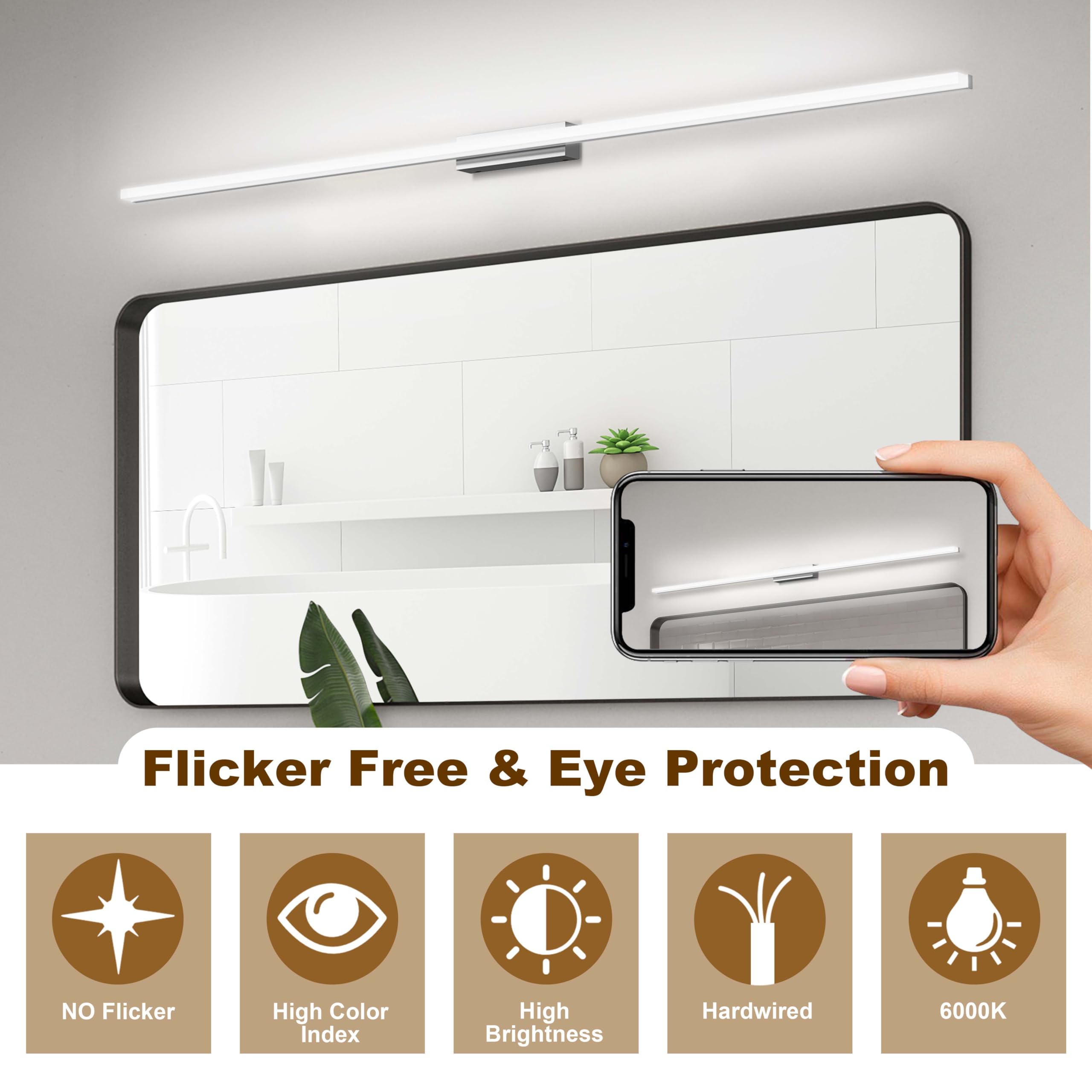LED Spiegelleuchte Badezimmer 150CM IP44 Kaltes Weiß 6000K 36W Wandleuchte