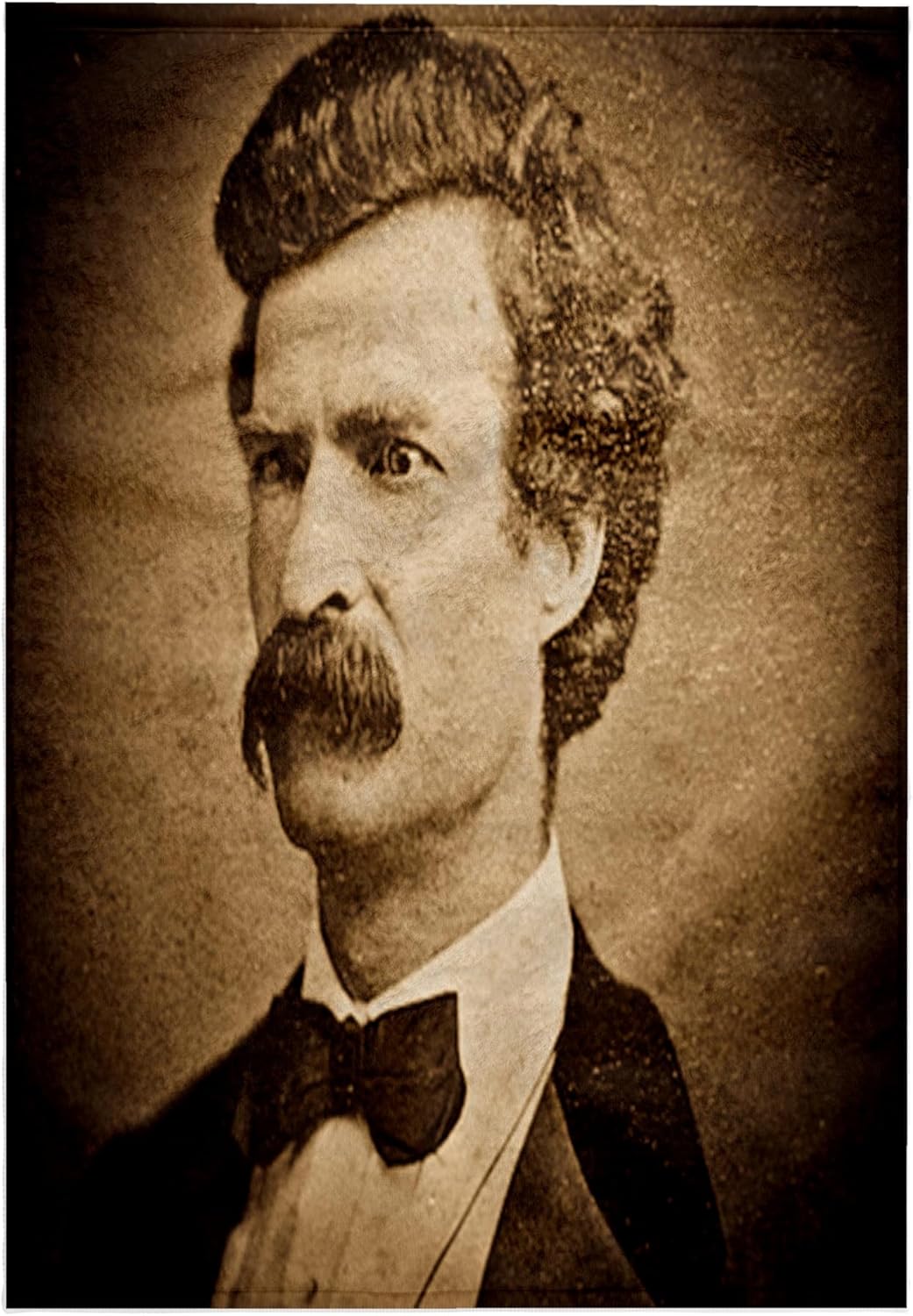 3dRose Young Mark Twain Stereoview Sepia 22x30 Bath Hand Pool Towel