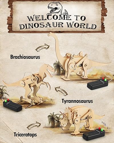 Miniatura 4 de Paquete de 4 juguetes de dinosaurio para niños de 8 a 12 años, kit STEM, juguetes para niños de 8 a 10 años de edad, kit de robot de madera 3D,