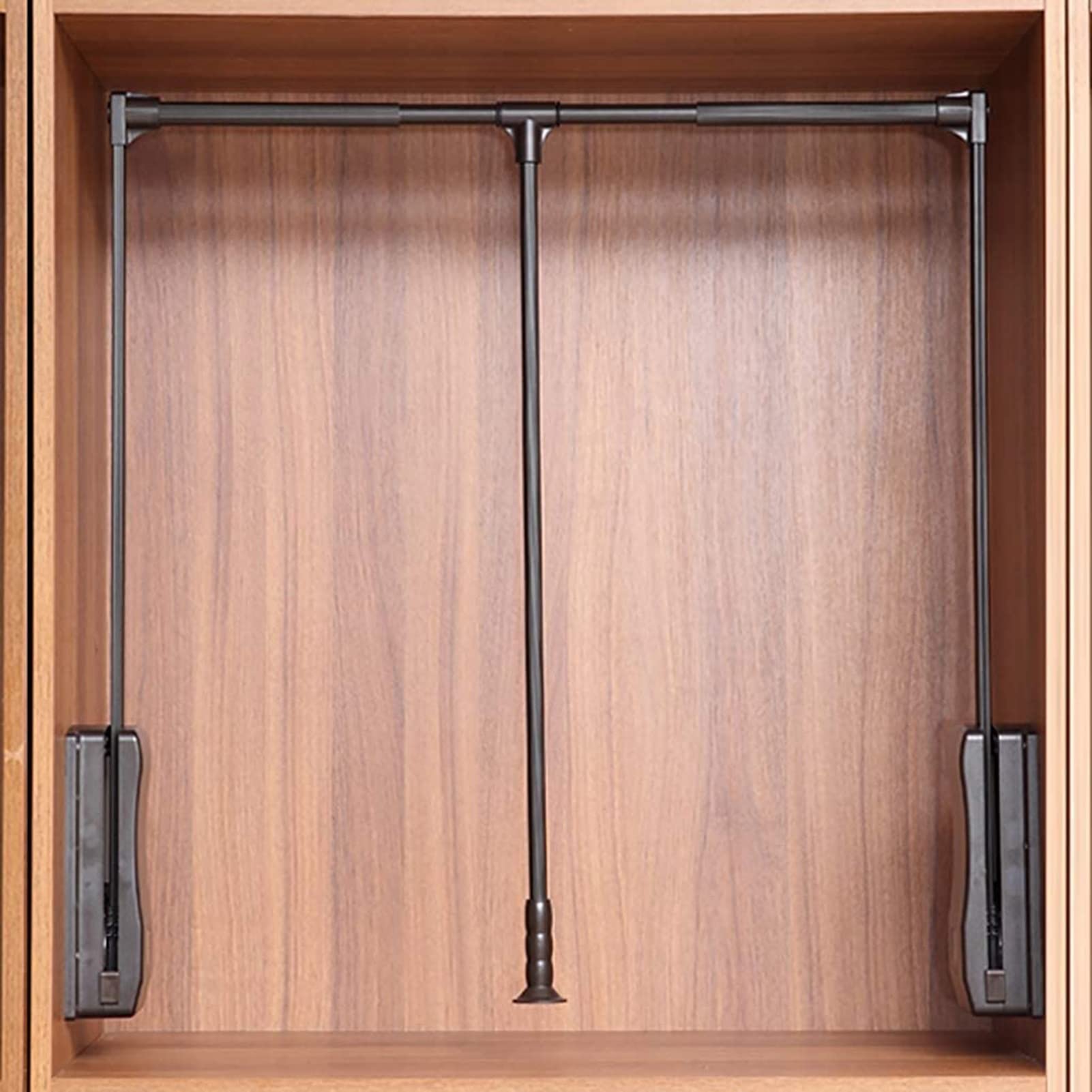 HTTGDGDH Heavy Duty Pull Down Closet Rod - Adjustable Width Wardrobe Hanger Rail For Efficient Storage, Soft Return Clothes Rack,630-830mm