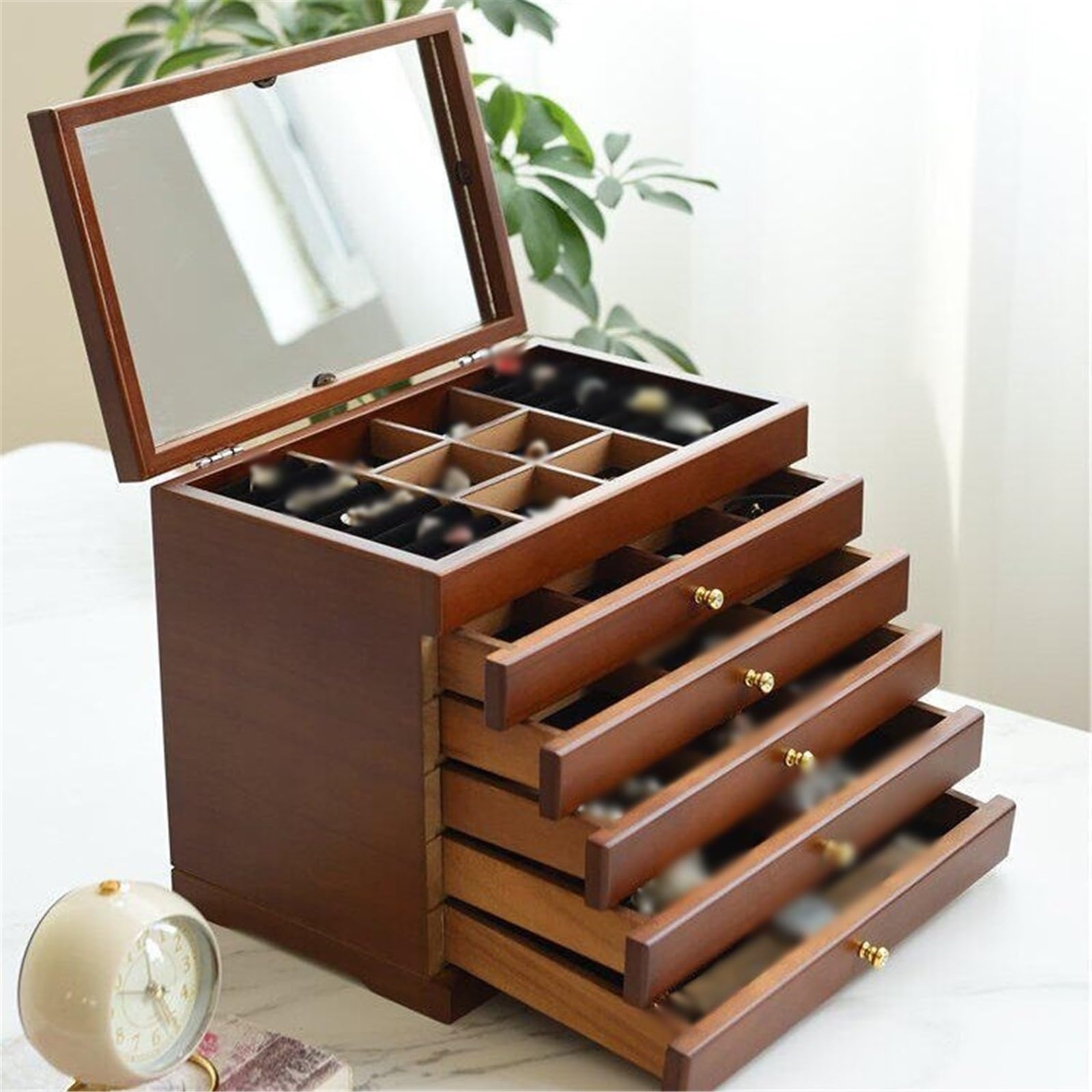 Schmuckständer Mehrstufiger Make-up-Organizer aus Holz for Schmuckkästchen