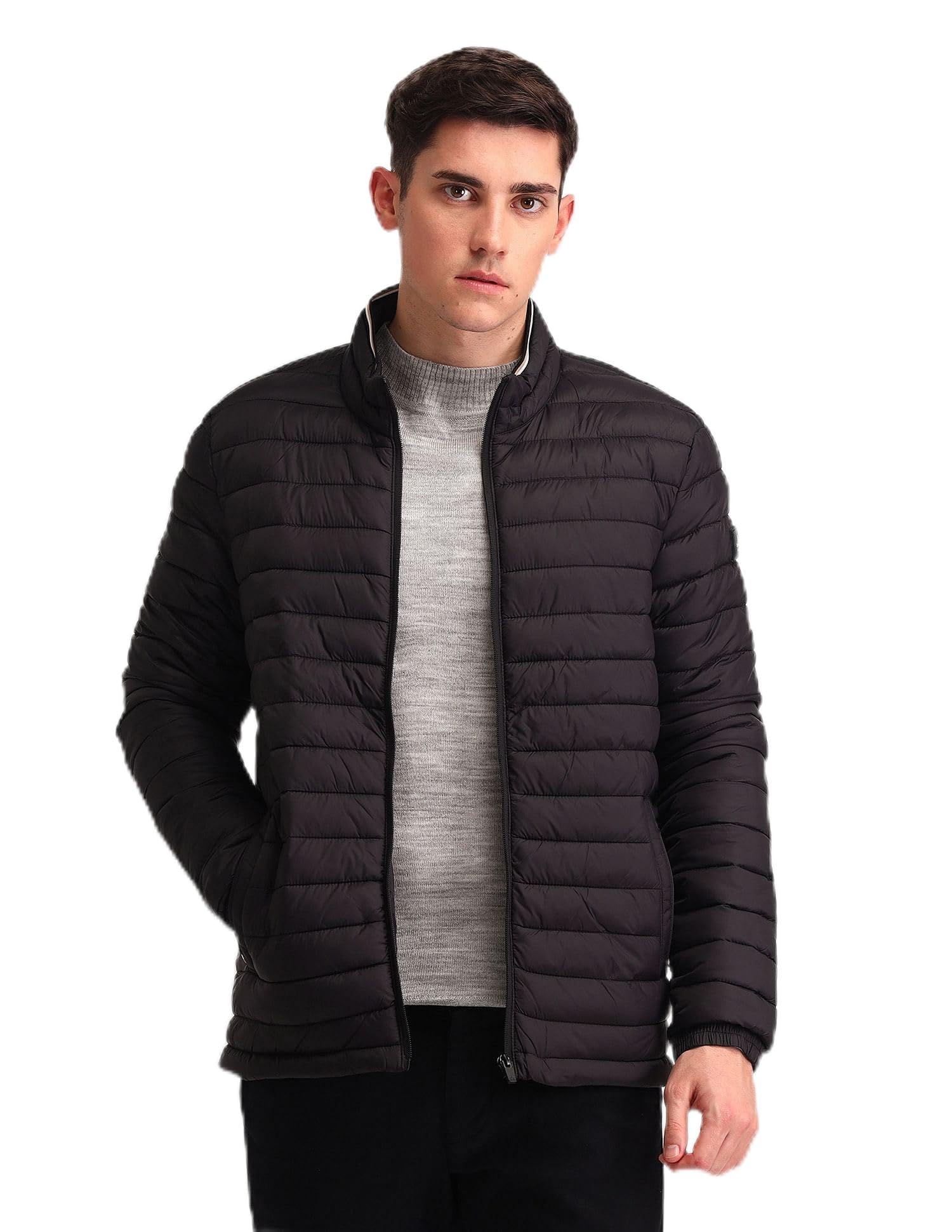 arrow sports Mens Black Solid Long Sleeve Polyester Classic Jacket-picture-42