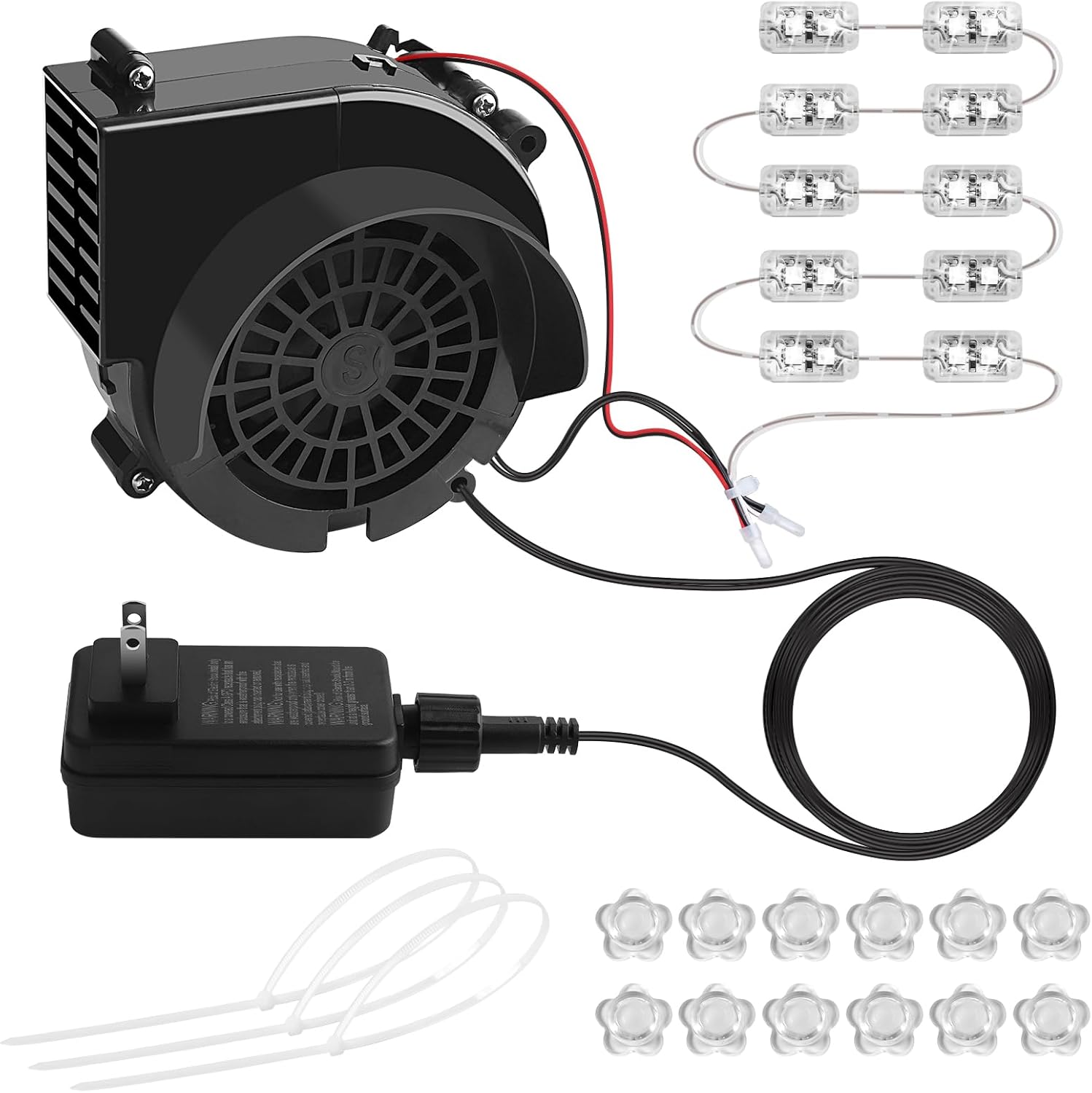 Lorvain 2.5A Replacement Air Blower for Inflatables, Replacement Inflatable Air Fan Blower with 10 White LED Lights & 12v/3A Adapter for Halloween Christmas Outdoor Inflatable Fan Blowers 2.5A/ 10 White Light